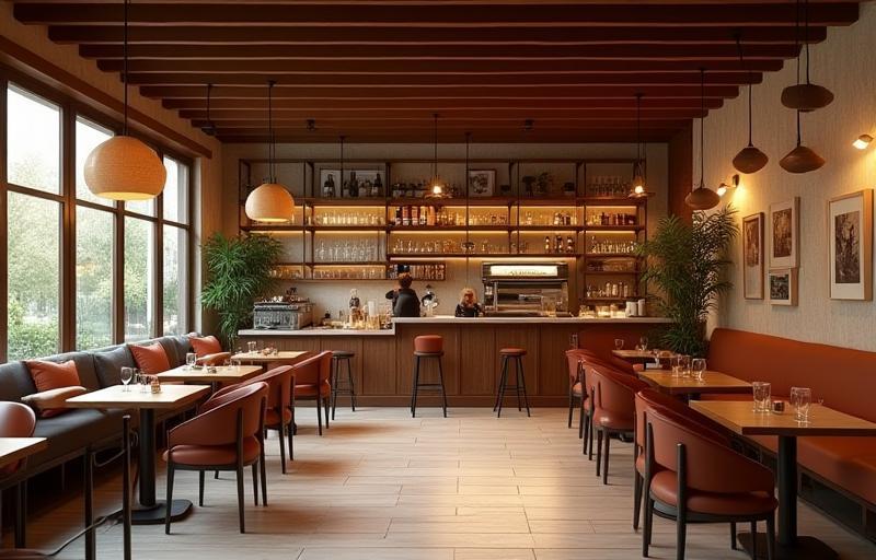 A wide view of the interior of Zaman Coffee House, showing the layout and decor.