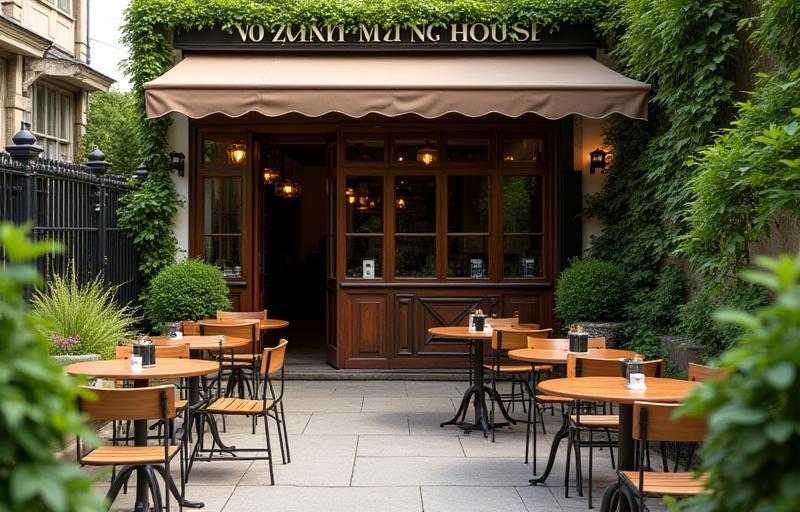 The outdoor seating area at Zaman Coffee House, offering a pleasant space to relax.